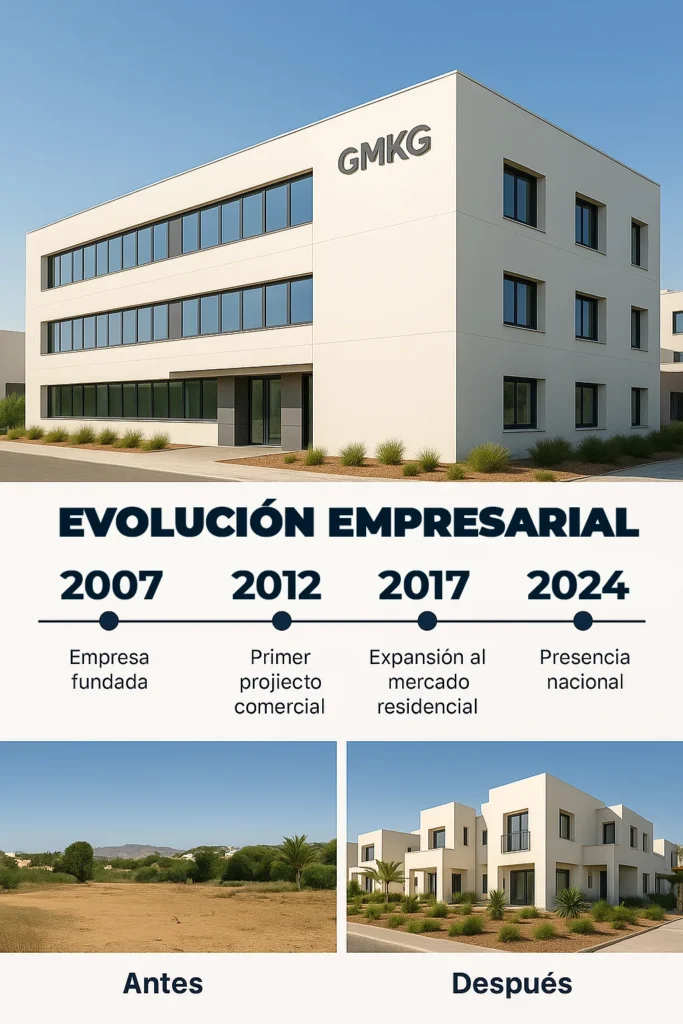 Evolución y crecimiento de GMKG promotora durante 15 años en Almería